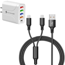 5-Port Universal USB-C Travel Adapter Bundle with 2-in-1 Nylon Braided 6' Charging Cable