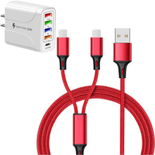 5-Port Universal USB-C Travel Adapter Bundle with 2-in-1 Nylon Braided 6' Charging Cable