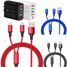 5-Port Universal USB-C Travel Adapter Bundle with 2-in-1 Nylon Braided 6' Charging Cable