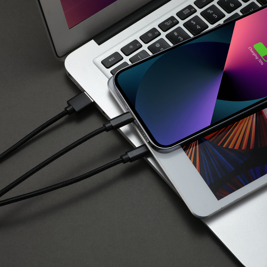 2-IN-1 Nylon Braided 6' Charging Cable - Compatible with iPhone, iPad, iPod