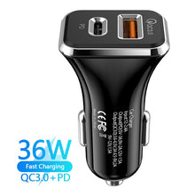 2-Port Fast Car Charger Universal 36W Dual USB USB-A & USB-C PD Charger