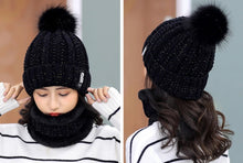 Unisex Men's Women's Winter Beanie Hat and Neck Warmer Warm Knit Hat Set