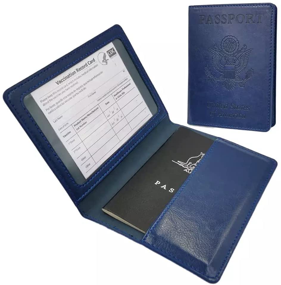 (2-Pack) Passport Holder with CDC Vaccination Card Protector
