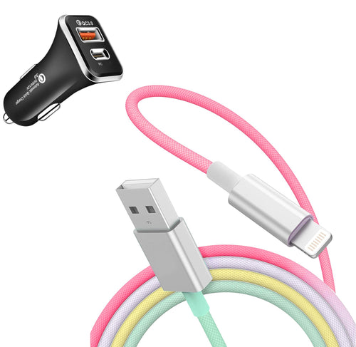 Combo: 6 Feet Charging Cable & PD Fast Car Charger - Bundle Deal