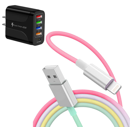 Combo: 6 Feet Charging Cable & 5-Port PD Wall Charger Bundle Deal