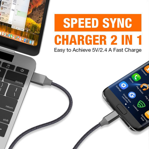 Micro USB Cable Android Charger Nylon Braided 10 ft Sync and Fast Charging Cable for Samsung, Android Smartphones