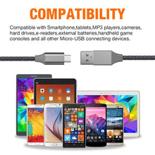 Micro USB Cable Android Charger Nylon Braided 10 ft Sync and Fast Charging Cable for Samsung, Android Smartphones