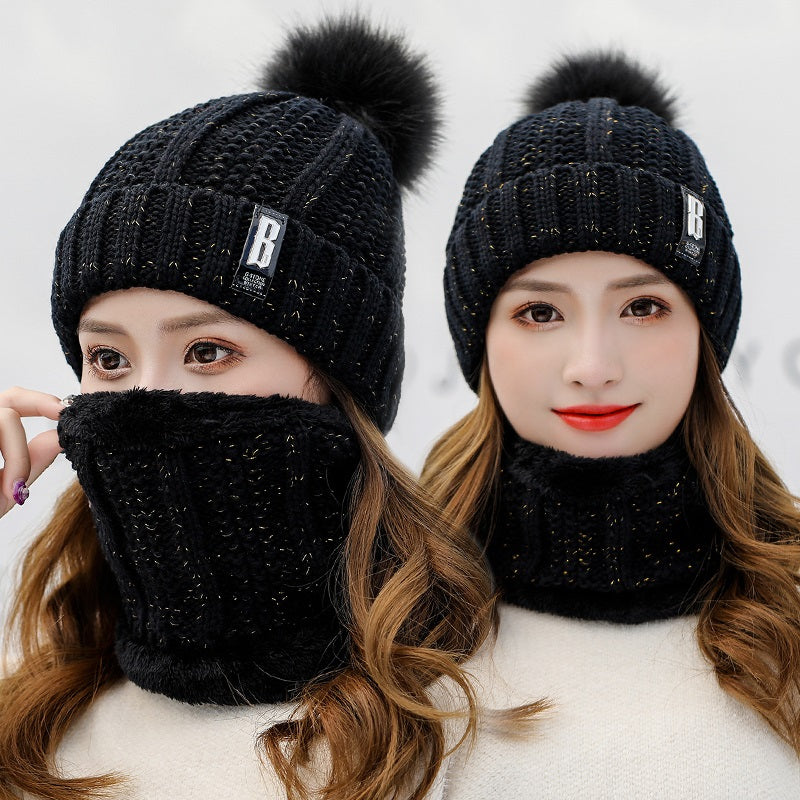Unisex Men's Women's Winter Beanie Hat and Neck Warmer Warm Knit Hat Set