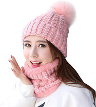 Unisex Men's Women's Winter Beanie Hat and Neck Warmer Warm Knit Hat Set