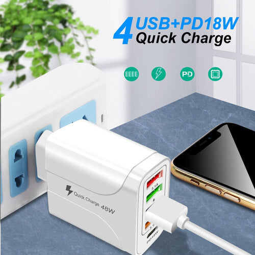 5-Port 48W Universal USB-C Fast Charging Travel Adapter